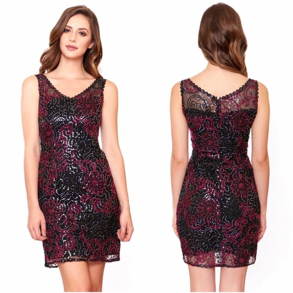 Nocturnal goddess sequins mess cocktail dress